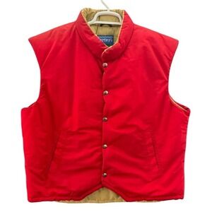 Vintage Carters Lebanon NH Puffer Vest Mens XL Red Snap Front Made in USA